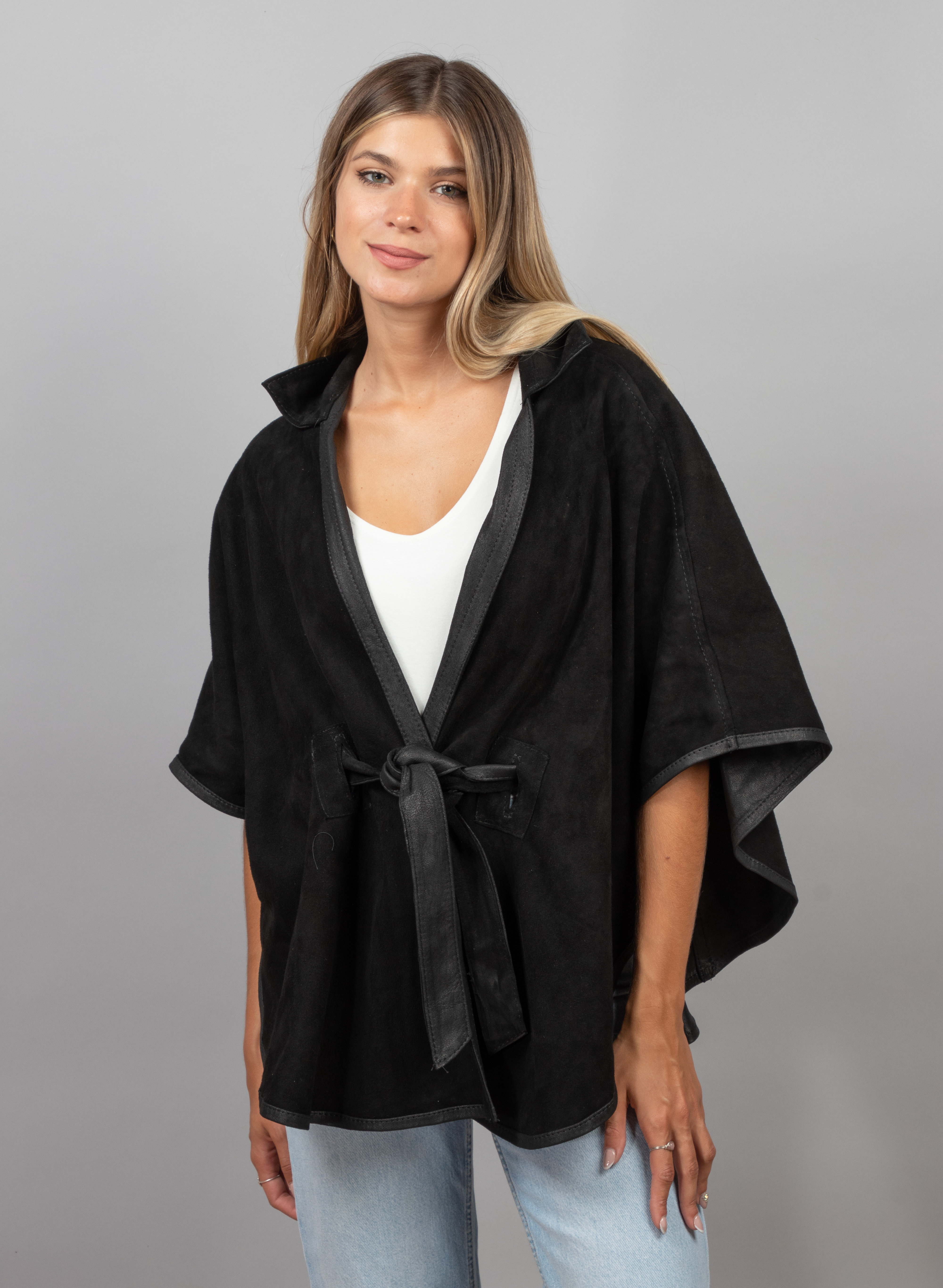 Camperas Mujer: Capa Reversible De Cabra Negra